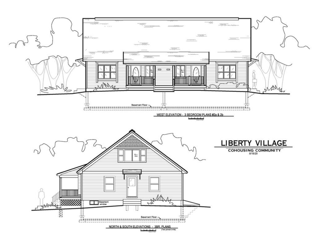 Architectural sketch of outside elevation of new construction