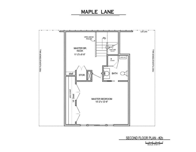 Floor plan of Maple Lane layout, second floor.
